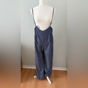 Wide-Leg Tie-Strap Jumpsuit in Dark Blue